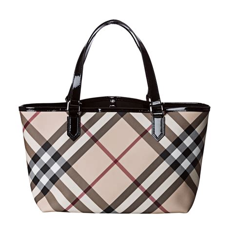 Burberry Nova Check Burgundy Leather Tote Bag (Pre